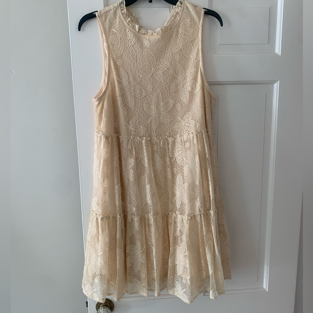 Entro Lace overlay Cream Floral Dress